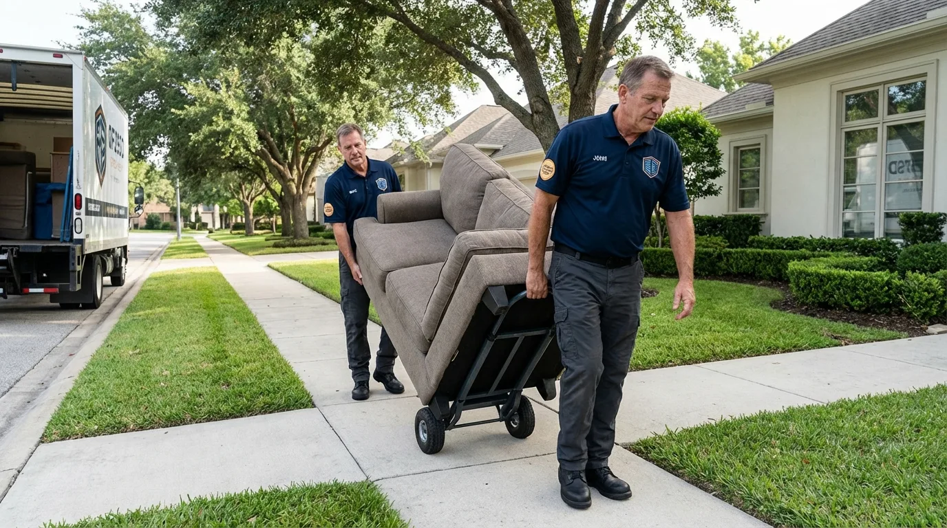 Local residential moving crew loading furniture in Ridgefield, CT